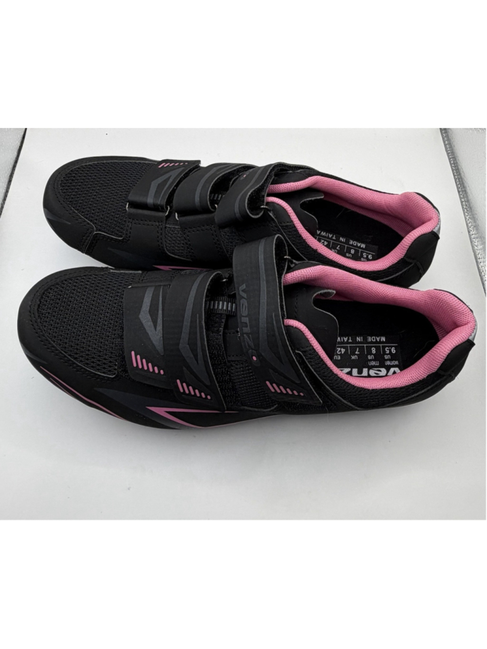 Venzo MX Cycling Bicycle Bike Shoes Strap Black Pink Womens Size 8 Mens 9.5 - Picture 4 of 9